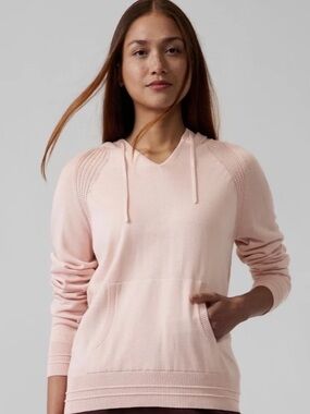 Athleta Evergreen Soft Hoodie Pullover Sweater Soft Pink Knit - Size Medium